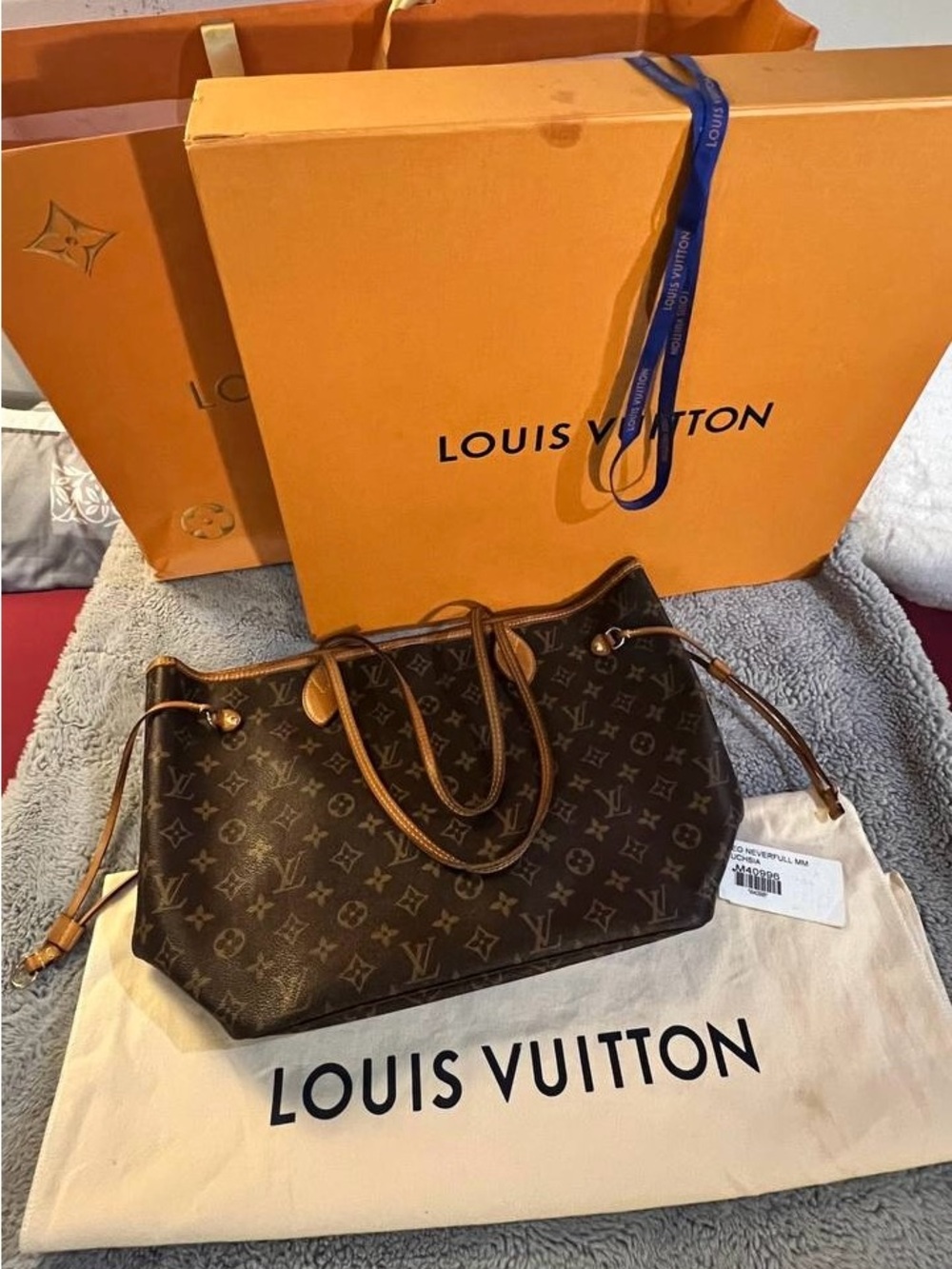Louis Vuitton Monogram Canvas Tote with Natural Leather Trim - Brown